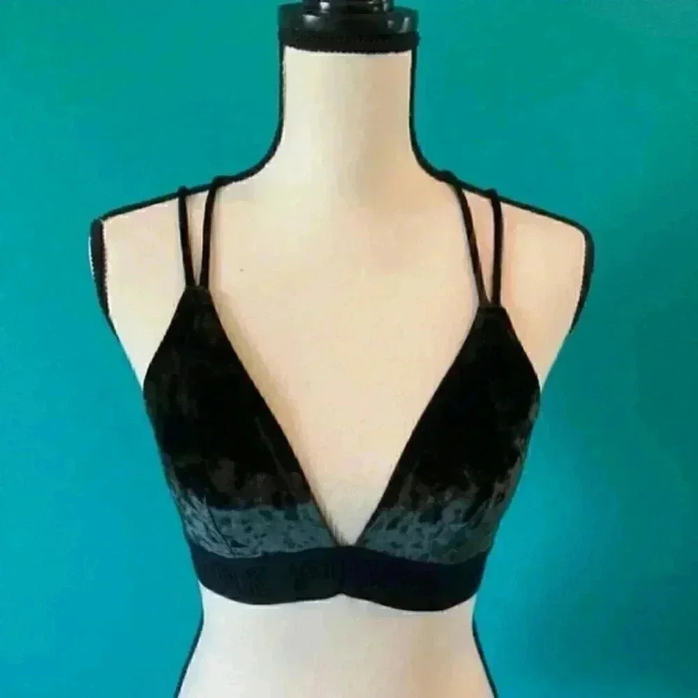 Black velvet bralette pink by Victoria’s Secret